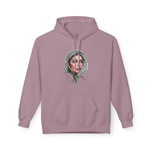 Palestine Woman Art Hoodie Unisex - Keffiyeh Scarf Dual-Sided Graphic Pullover